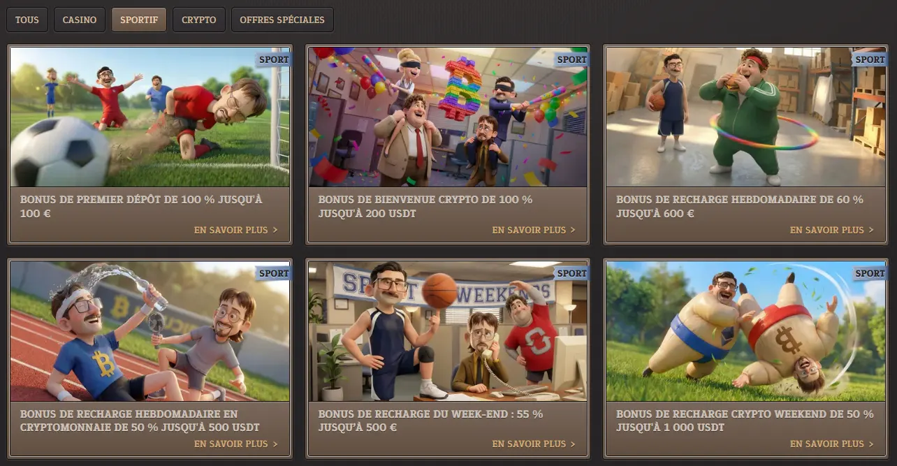 Promotions des paris sportifs avec cashback, Bet Builder et bonus de dépôt sur SpinBoss Casino
